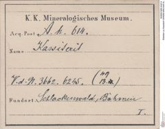 Etiketten zu Kassiterit (NHMW-MIN-Ah614)